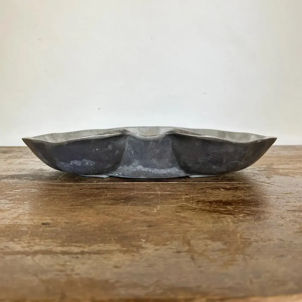Vintage Solid Pewter Shell Tray | Clam Shell Serving Platter | Cottagecore